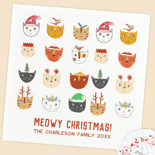 Servilleta De Papel Fiesta divertida de Navidad con gatos maulladores