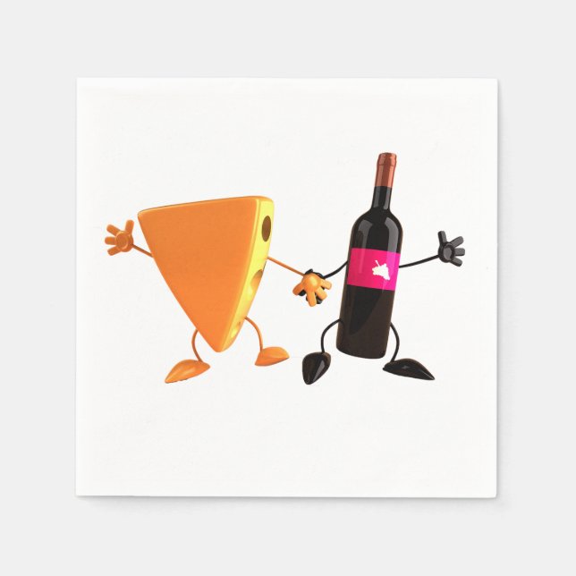 Servilleta De Papel Fiesta Divertida de Vino y Queso (Anverso)