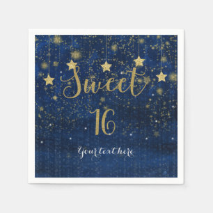 Servilleta De Papel Fiesta Dulces 16 Cielo Celeste Estrellado Azul y D