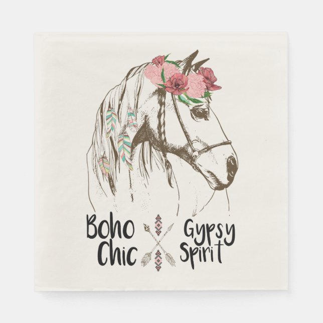 Servilleta De Papel Fiesta Ecuestre Boho Occidental Caballo Lindo (Anverso)