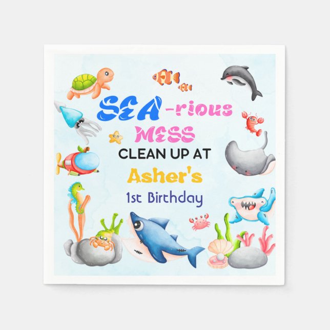 Servilleta De Papel Fiesta educativo de protectores oceánicos ridícula (Anverso)