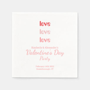 Servilleta De Papel Fiesta el día de San Valentín Tipografía rosa y ro
