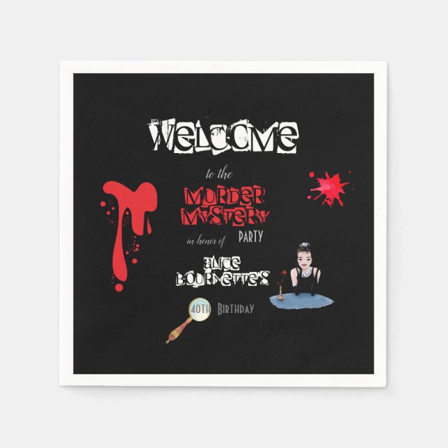 Servilleta De Papel Fiesta elegante y sangriento Murder Mystery (Anverso)