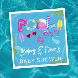 Servilleta De Papel Fiesta en la Piscina Chica de Verano Baby Shower