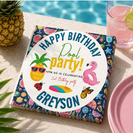 Servilleta De Papel Fiesta en la Piscina | Cumpleaños Moderno con Tema