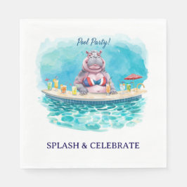 Servilleta De Papel Fiesta en la piscina del 4 de julio con Hippo en b