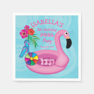 Servilleta De Papel Fiesta en la piscina floral rosada del cumpleaños