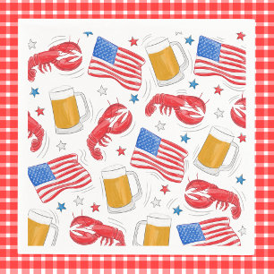 Servilleta De Papel Fiesta Estelar de Cerveza de Langosta con Bandera