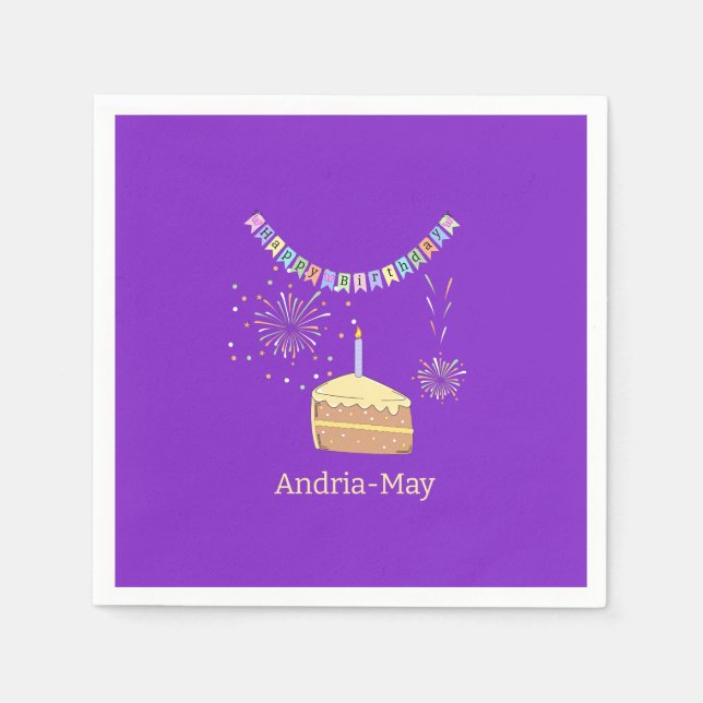 Servilleta De Papel Fiesta Feliz Cumpleaños Bunting (Anverso)