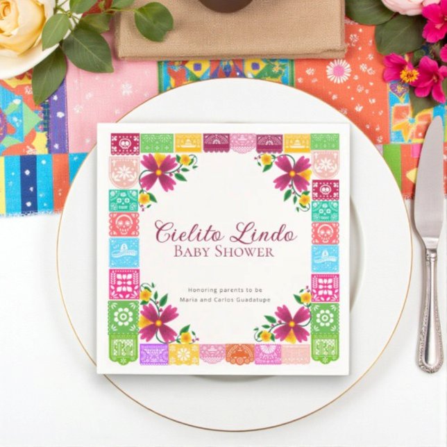 Servilleta De Papel Fiesta Floral Cielito Lindo Baby Shower Napkins (Subido por el creador)