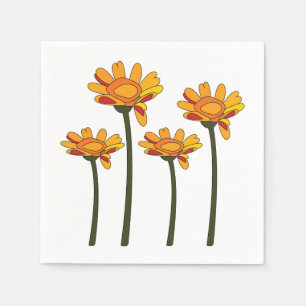 Servilleta De Papel Fiesta floral de flores naranjas rojas caprichosas