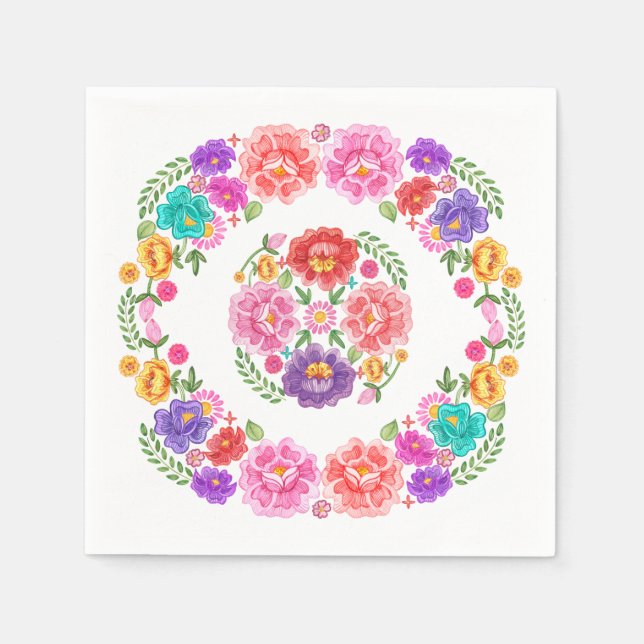 Servilleta De Papel Fiesta Floral de Moda Patrón Mexicana Señorita (Anverso)