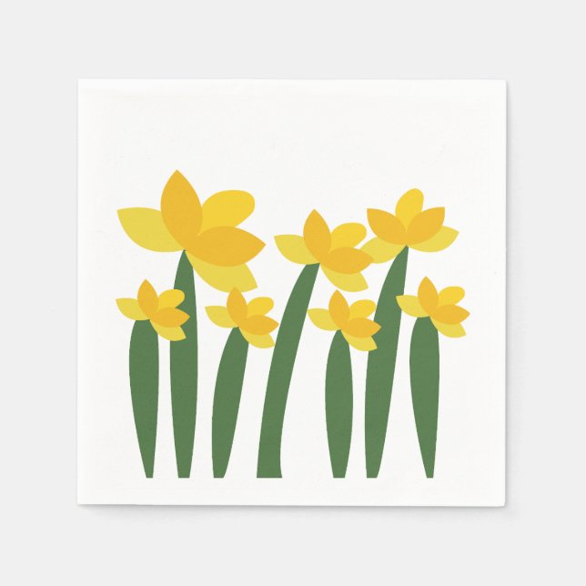 Servilleta De Papel Fiesta Floral de Narciso Amarillo (Anverso)