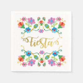 Servilleta De Papel Fiesta floral de oro Napkins de bordado mexicano