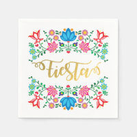 Fiesta floral de oro Napkins mexicana Folkart
