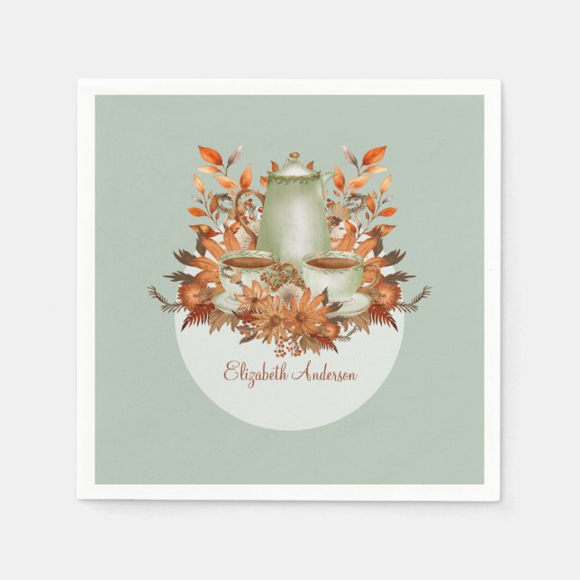 Servilleta De Papel Fiesta floral de té Boho Terracotta Sage para CUAL (Anverso)