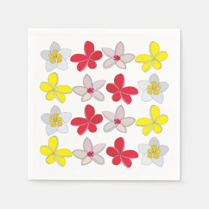 Servilleta De Papel Fiesta Floral Flor de Plumeria Frangipani Colorida