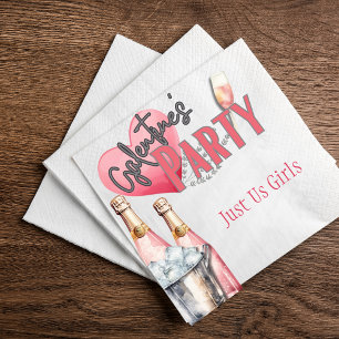 Servilleta De Papel Fiesta Galentine con champán rosa y cubo de hielo