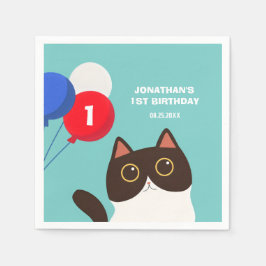 Servilleta De Papel Fiesta Gato Guay Balón Niños Cumpleaños