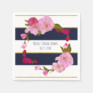 Servilleta De Papel Fiesta Glam Chic Floral Moderna Blanco y Dorado