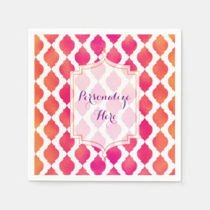 Servilleta De Papel Fiesta Glam Marroquí Árabe Rosa y Naranja