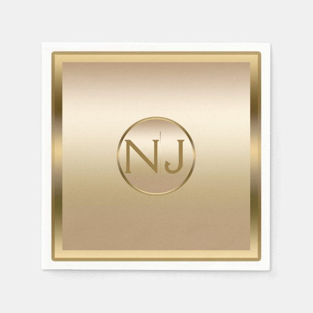 Servilleta De Papel Fiesta Gold Shine Golden Shiny Modern Glam (Anverso)