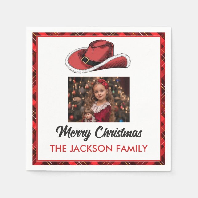 Servilleta De Papel Fiesta Gorra de Navidades occidentales (Anverso)