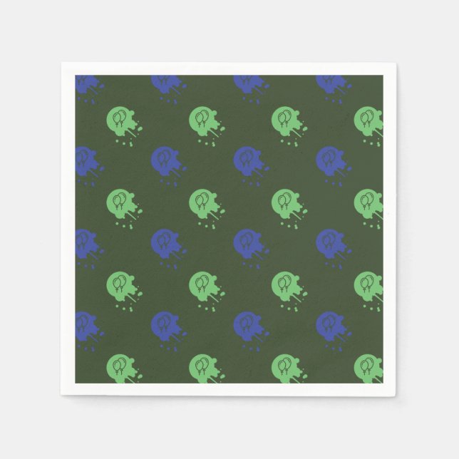 Servilleta De Papel Fiesta Green y Blue Paintball (Anverso)
