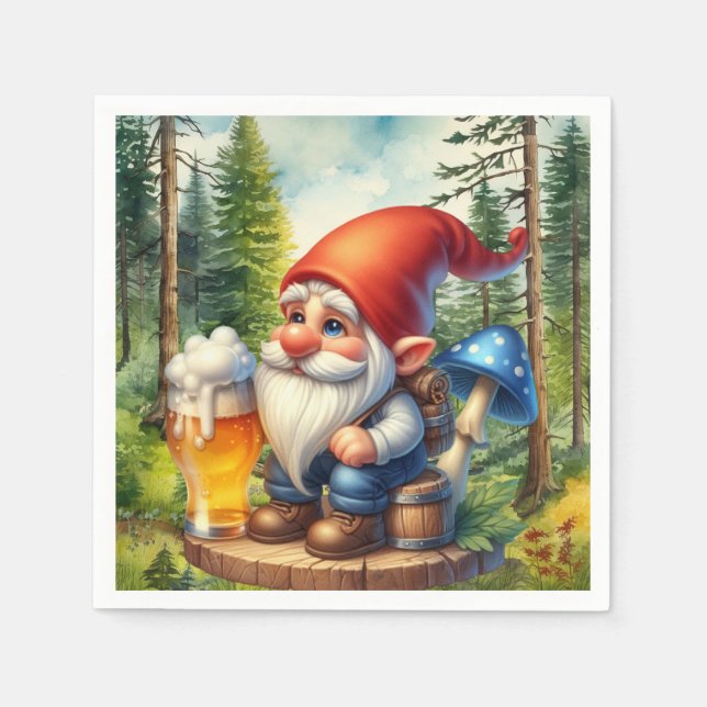 Servilleta De Papel fiesta Guay beer gnome (Anverso)
