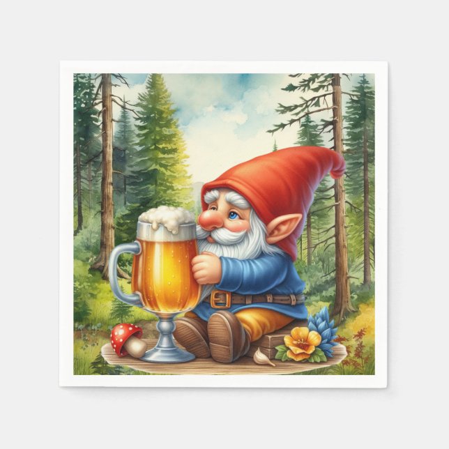 Servilleta De Papel fiesta Guay beer gnome (Anverso)