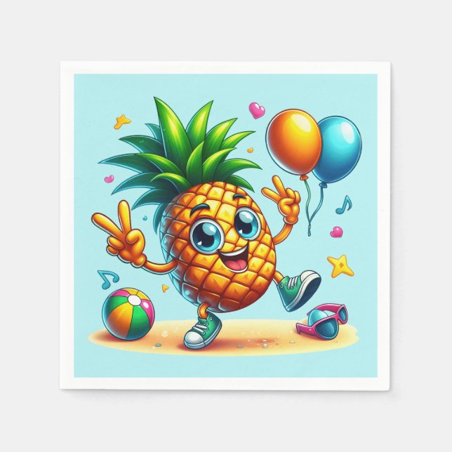 Servilleta De Papel fiesta Guay Birthday beach pineapple (Anverso)