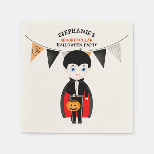 Servilleta De Papel Fiesta Halloween de pequeños vampiros (Anverso)