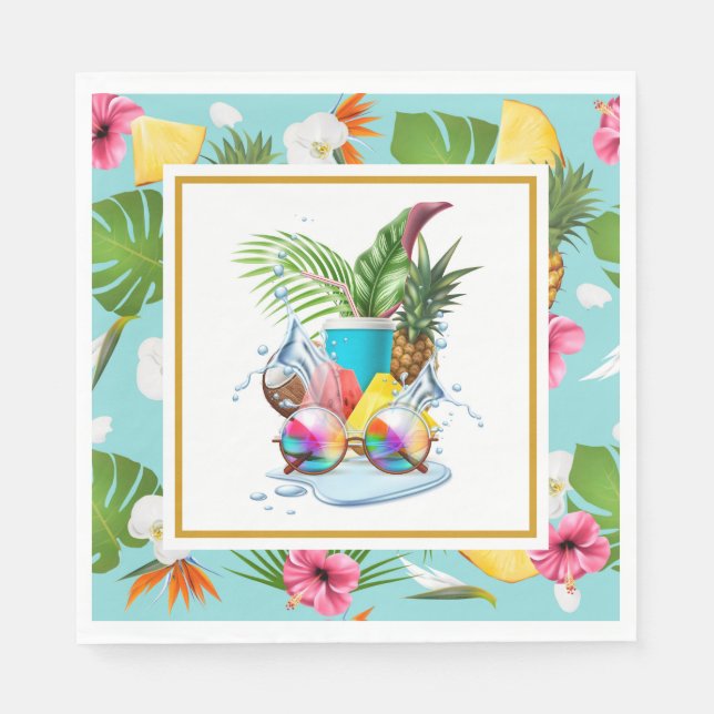 Servilleta De Papel Fiesta Hawaiana Luau (Anverso)