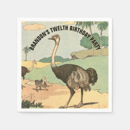 Servilleta De Papel Fiesta ilustrado feliz cumpleaños de Ostrich