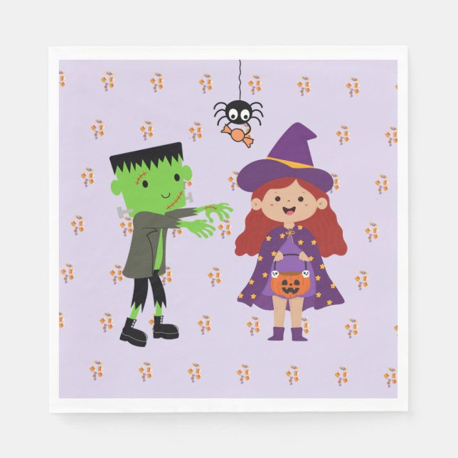 Servilleta De Papel Fiesta Infantil Cute Halloween (Anverso)