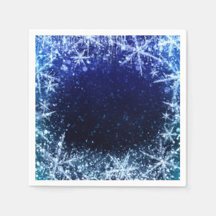 Servilleta De Papel Fiesta Invierno Azul Maravilloso Copos de Nieve He