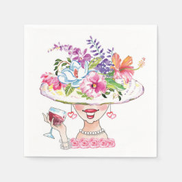 Servilleta De Papel Fiesta Jardín Gorra de Flores Lady _Red Wine