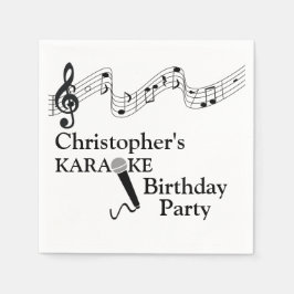 Servilleta De Papel Fiesta Karaoke Escala Musical Micrófono Negro Text