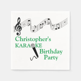 Servilleta De Papel Fiesta Karaoke Micrófono a escala musical Verde