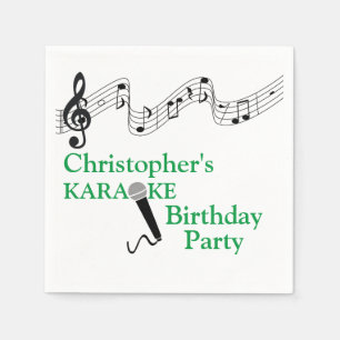 Servilleta De Papel Fiesta Karaoke Micrófono a escala musical Verde