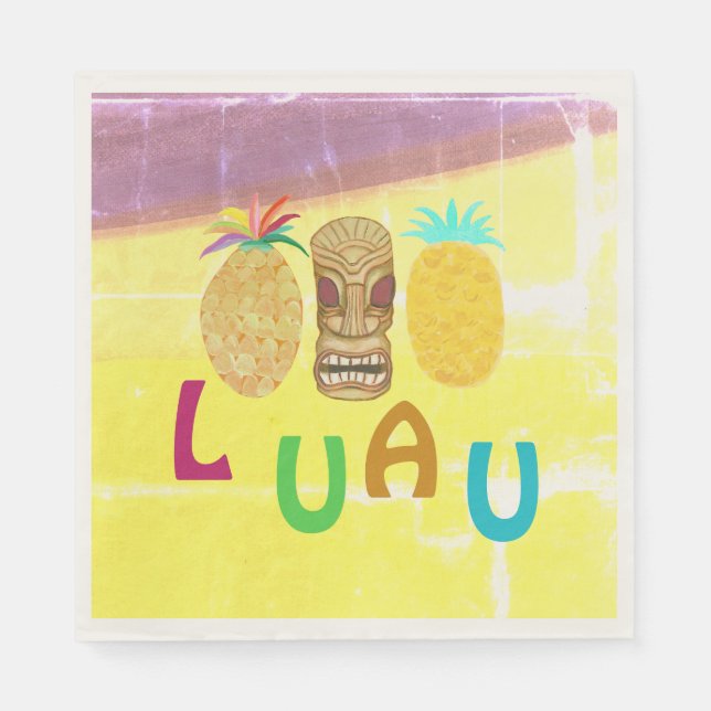 Servilleta De Papel Fiesta Luau de Piña Tiki de Verano (Anverso)