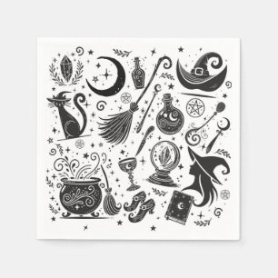 Servilleta De Papel Fiesta Mágica de Brujas Caprichosas Wiccanas Pagan