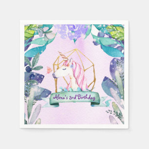 Servilleta De Papel Fiesta Mágica de Unicornio de Fantasía del Bosque 