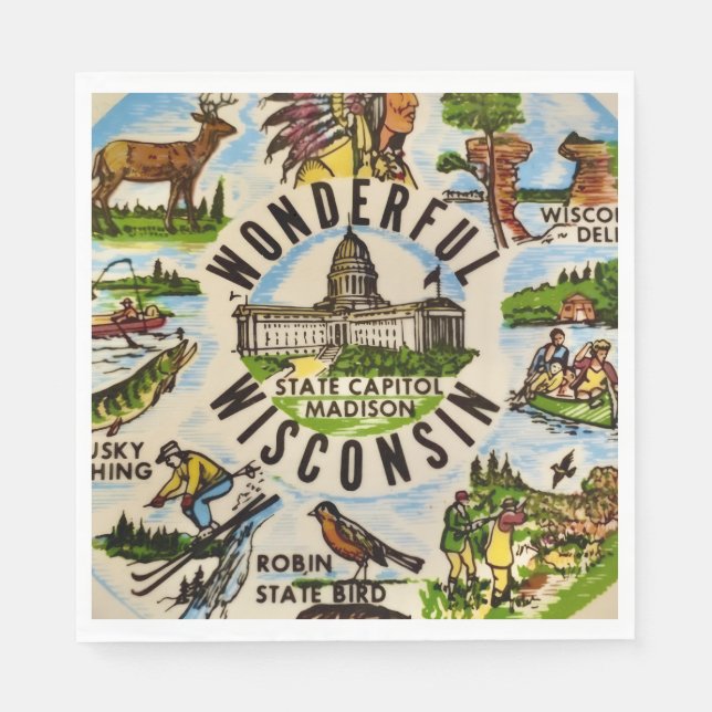 Servilleta De Papel Fiesta maravillosa de Wisconsin  (Anverso)