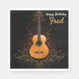 Servilleta De Papel Fiesta masculino de guitarra acústica oscura