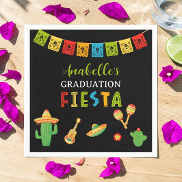 Servilleta De Papel Fiesta Mexicana de Graduación de Negro