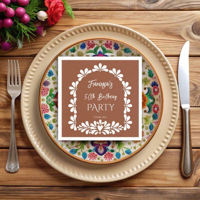 Servilleta De Papel Fiesta mexicana fiesta terracotta talavera persona (Mexican fiesta birthday party terracotta talavera custom monogrammed napkins personalized decor)