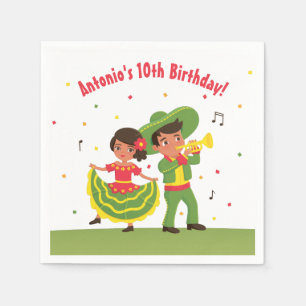 Servilleta De Papel Fiesta Mexicana Niños Hispanos Cumpleaños Fiesta N