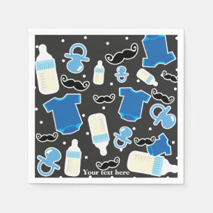 Servilleta De Papel Fiesta moderna de baby shower para niño en azul y 
