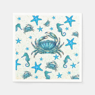 Servilleta De Papel Fiesta Moderna de Cangrejo Azul de Playa Estrella